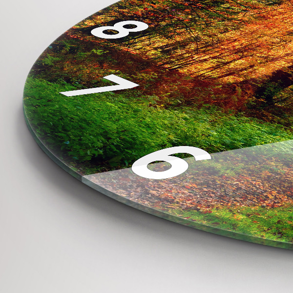 Wanduhr glas rund Herbstliche Waldlandschaft