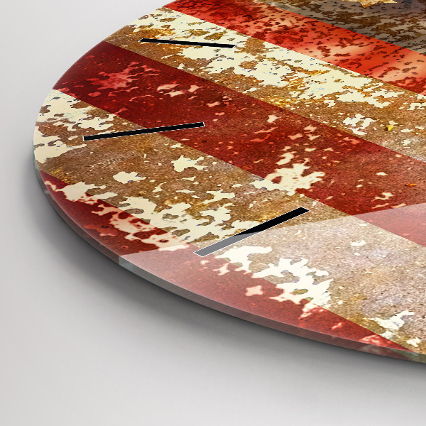 Wanduhr glas rund US-Flagge im Vintage-Stil