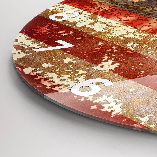 Wanduhr glas rund US-Flagge im Vintage-Stil