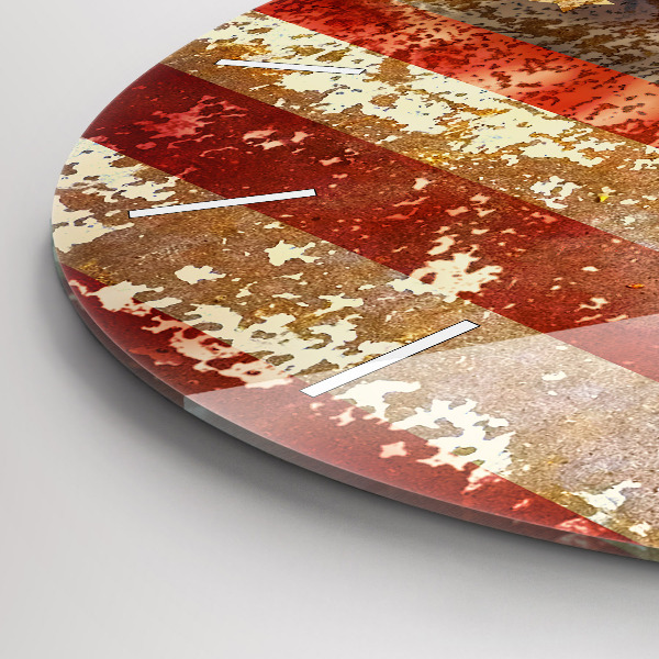 Wanduhr glas rund US-Flagge im Vintage-Stil