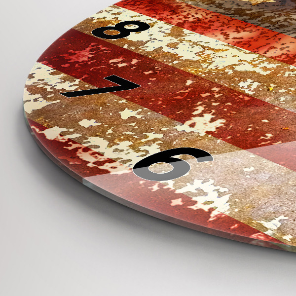 Wanduhr glas rund US-Flagge im Vintage-Stil