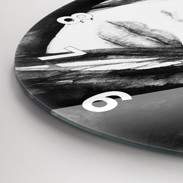 Wanduhr glas rund Porträt einer Frau Aquarell