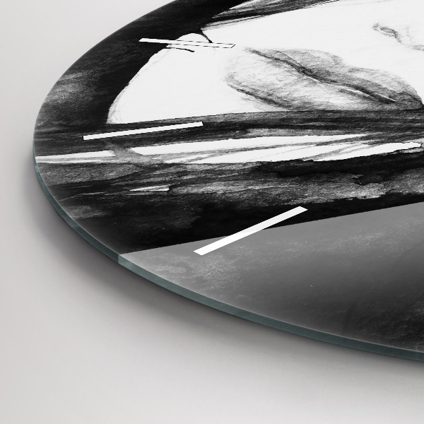 Wanduhr glas rund Porträt einer Frau Aquarell