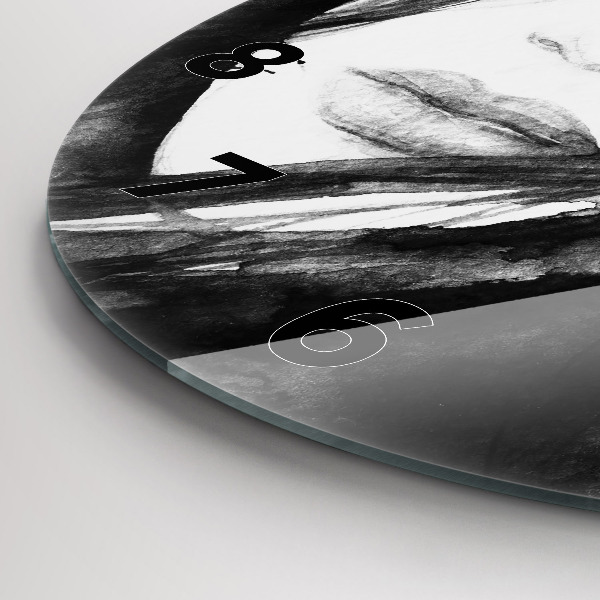 Wanduhr glas rund Porträt einer Frau Aquarell