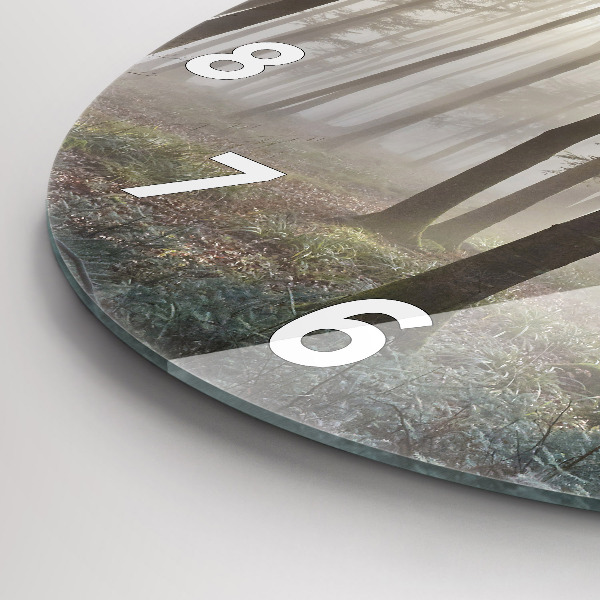 Wanduhr rund mit motiv Wald im Nebel