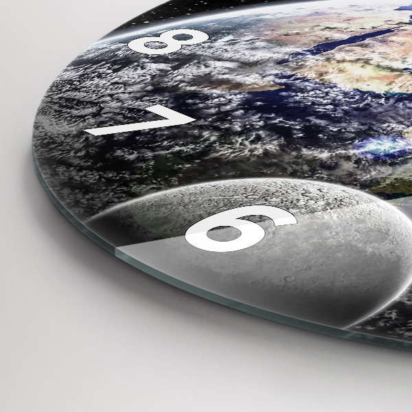 Wanduhr rund Die Erde der Mond die Sonne