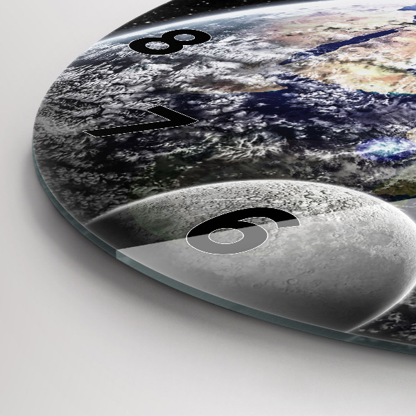 Wanduhr rund Die Erde der Mond die Sonne