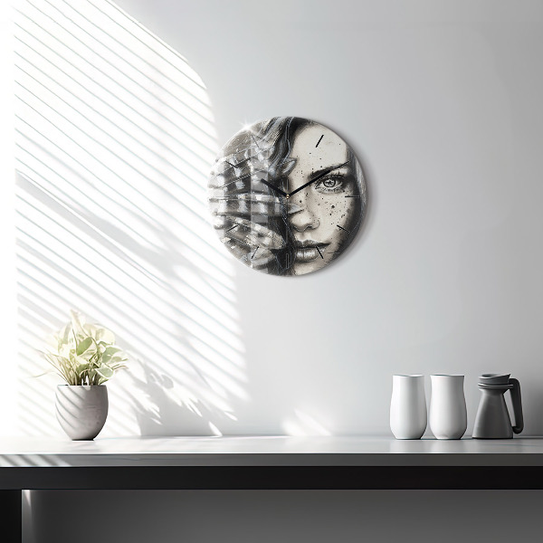 Wanduhr rund mit motiv Gemaltes Porträt