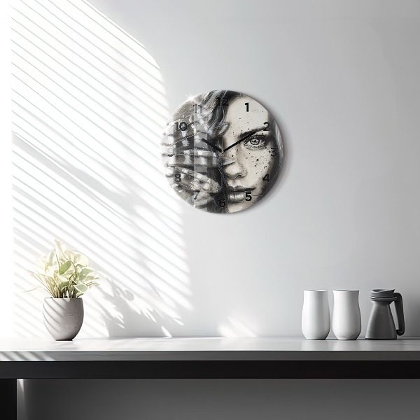 Wanduhr rund mit motiv Gemaltes Porträt