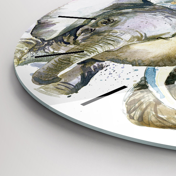 Wanduhr rund mit motiv Gemalte Tiere Elefant