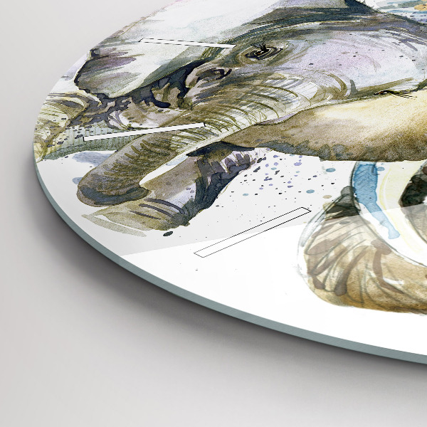 Wanduhr rund mit motiv Gemalte Tiere Elefant