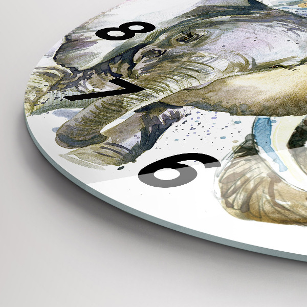 Wanduhr rund mit motiv Gemalte Tiere Elefant