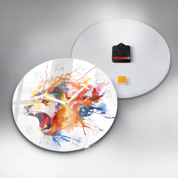 Wanduhr rund mit motiv Löwe - Aquarell
