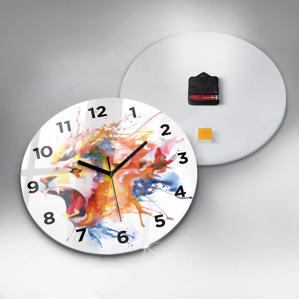 Wanduhr rund mit motiv Löwe - Aquarell