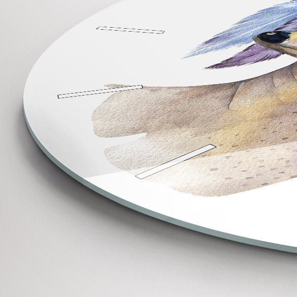 Wanduhr rund Hirschkopf und Blumen