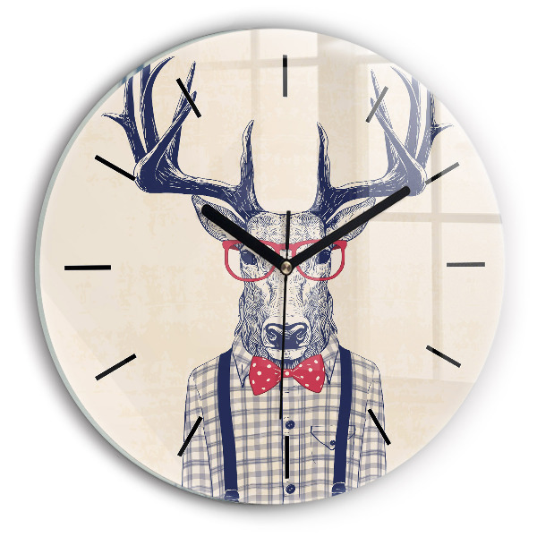Wanduhr rund mit motiv Hirsch im Hemd