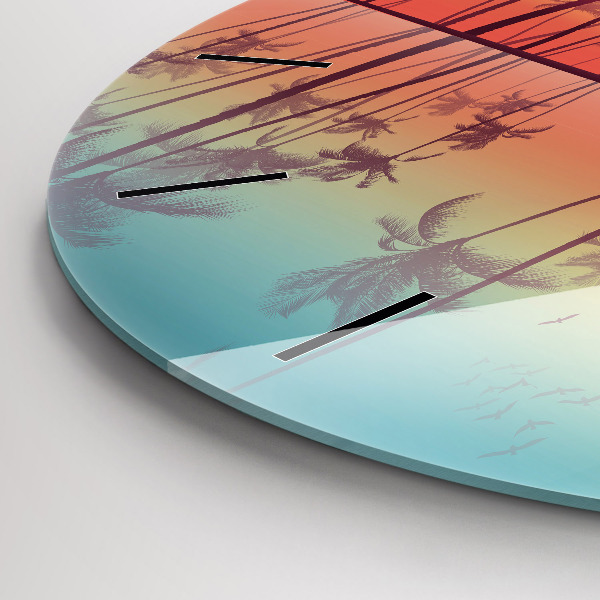 Wanduhr rund Tropische Palmen