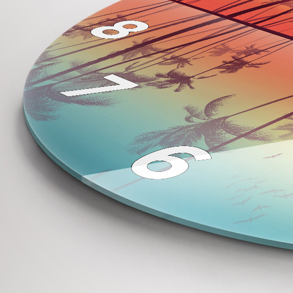 Wanduhr rund Tropische Palmen