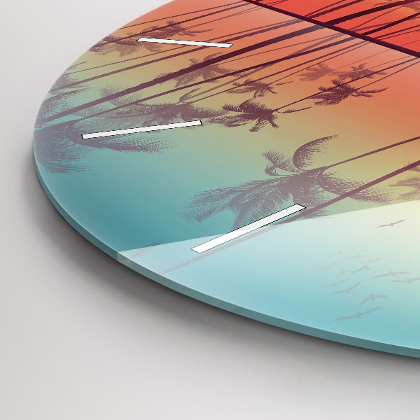 Wanduhr rund Tropische Palmen