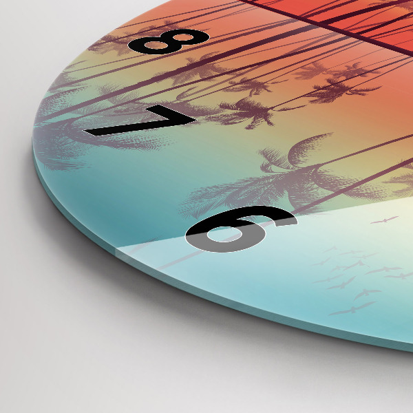 Wanduhr rund Tropische Palmen