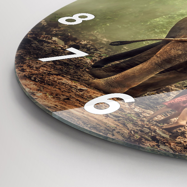 Wanduhr rund mit motiv Kinder führen einen Elefanten