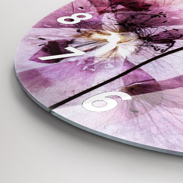 Wanduhr glas rund Trockene Mohnblumen