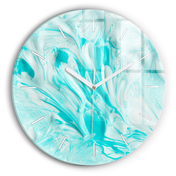 Wanduhr glas rund Blaue Abstraktion