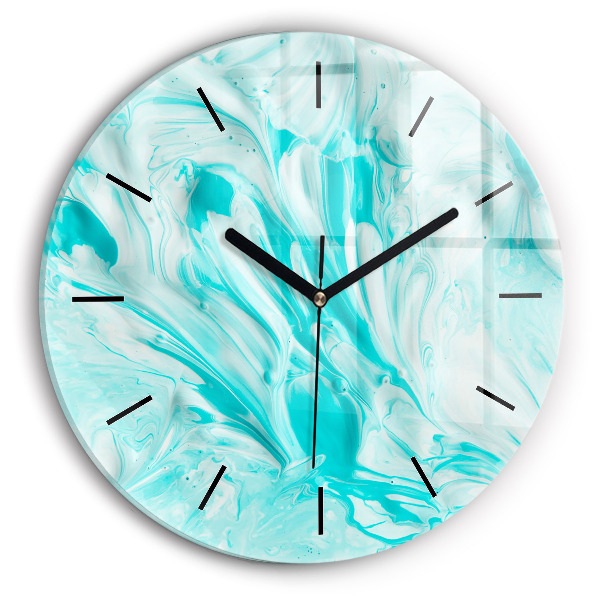 Wanduhr glas rund Blaue Abstraktion