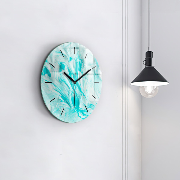 Wanduhr glas rund Blaue Abstraktion