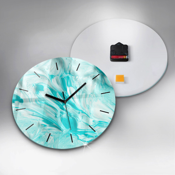 Wanduhr glas rund Blaue Abstraktion