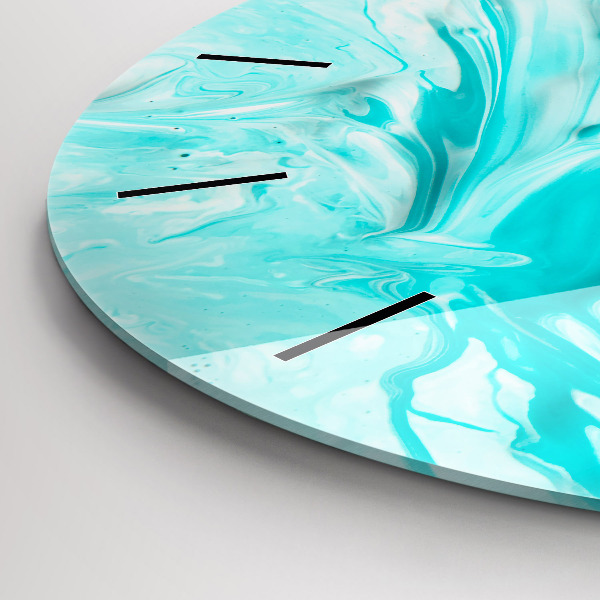 Wanduhr glas rund Blaue Abstraktion