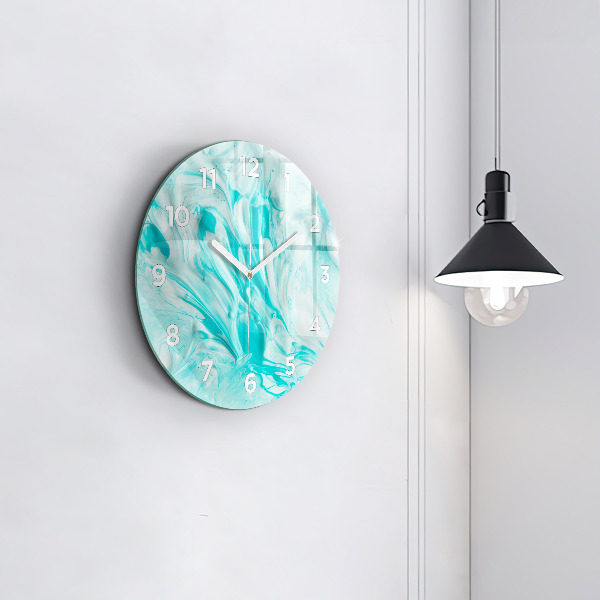 Wanduhr glas rund Blaue Abstraktion