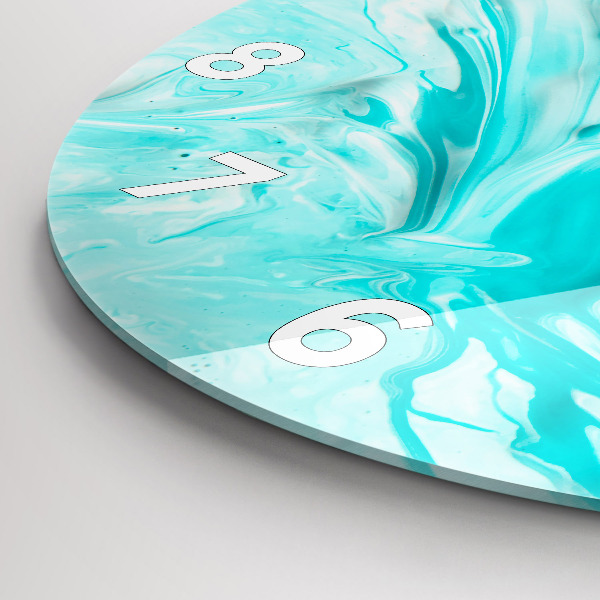 Wanduhr glas rund Blaue Abstraktion