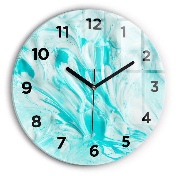 Wanduhr glas rund Blaue Abstraktion
