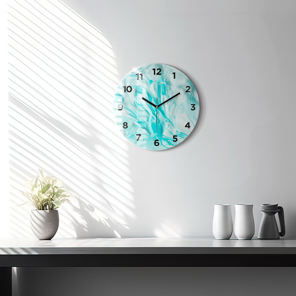 Wanduhr glas rund Blaue Abstraktion