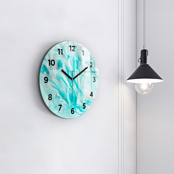 Wanduhr glas rund Blaue Abstraktion