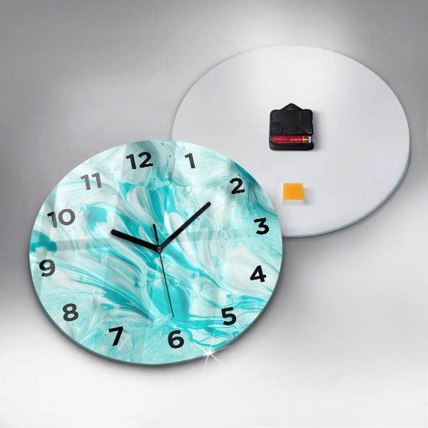 Wanduhr glas rund Blaue Abstraktion