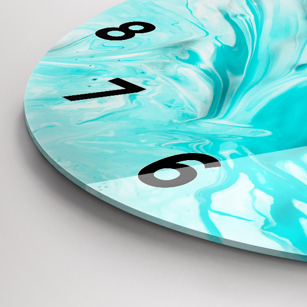 Wanduhr glas rund Blaue Abstraktion