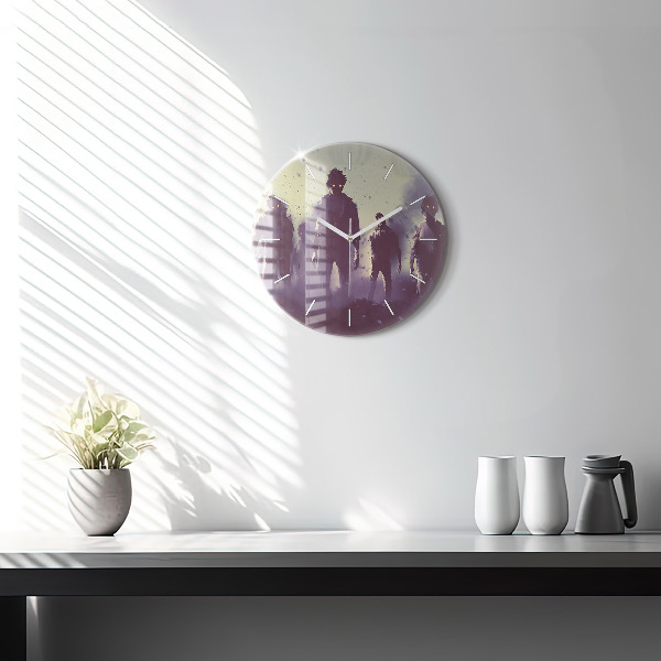 Wanduhr rund Zombie bei Nacht - Halloween