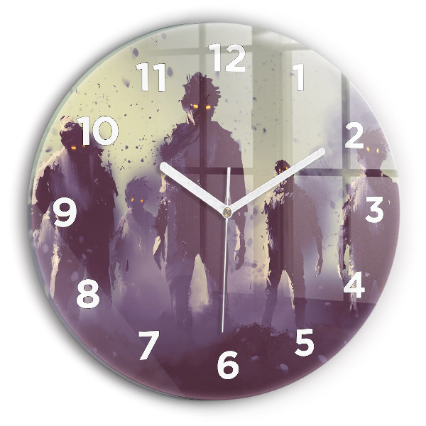 Wanduhr rund Zombie bei Nacht - Halloween