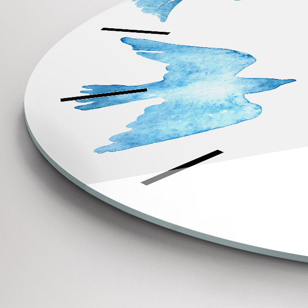 Wanduhr glas rund Fliegende blaue Vögel