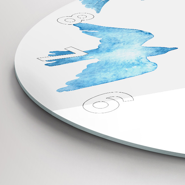 Wanduhr glas rund Fliegende blaue Vögel