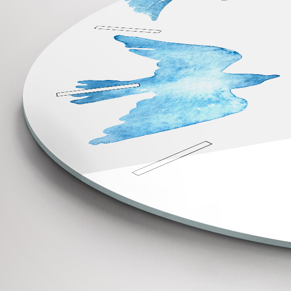 Wanduhr glas rund Fliegende blaue Vögel