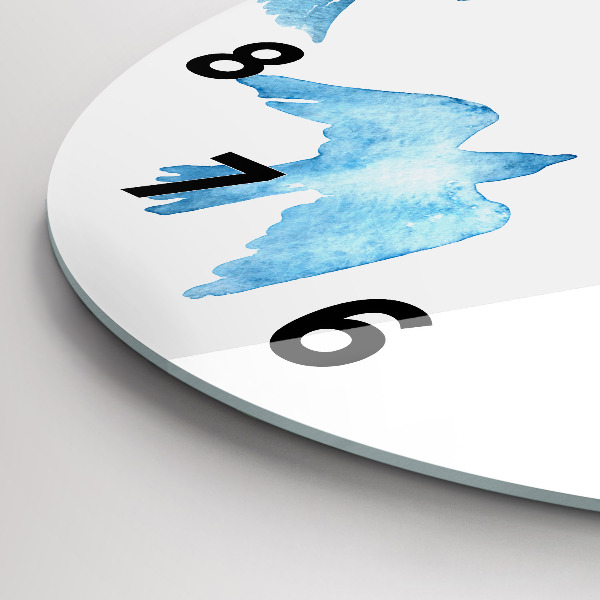 Wanduhr glas rund Fliegende blaue Vögel