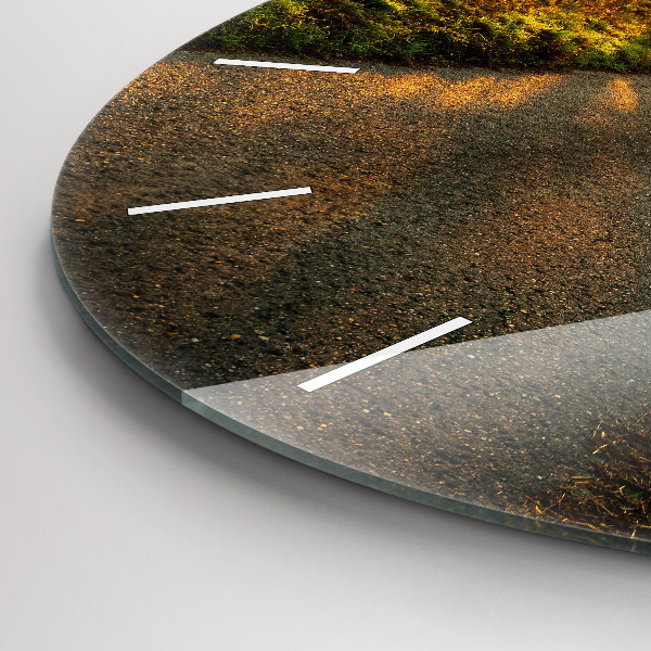 Wanduhr glas rund Nebel bei Sonnenaufgang