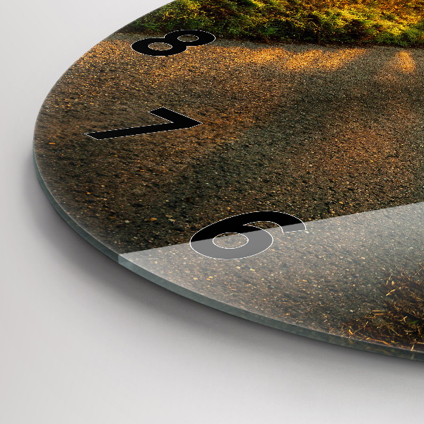 Wanduhr glas rund Nebel bei Sonnenaufgang