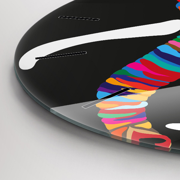 Wanduhr glas rund Gefärbter Elefant