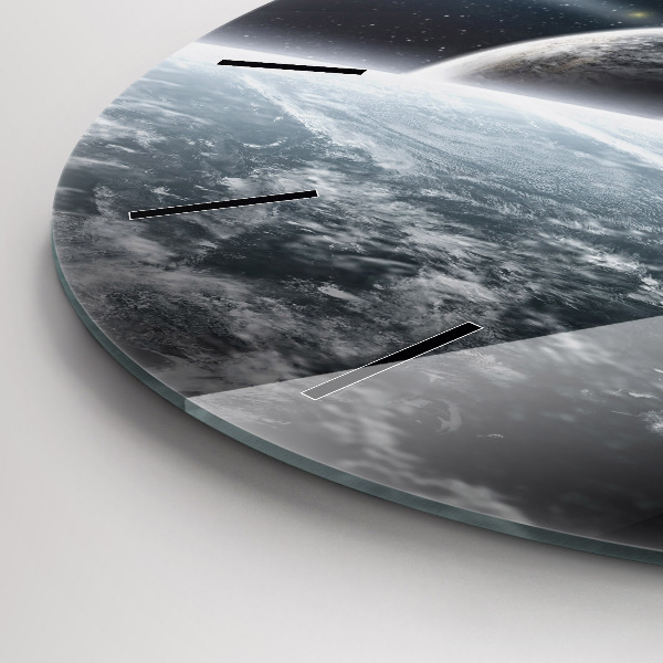 Wanduhr glas rund Kosmos Planeten