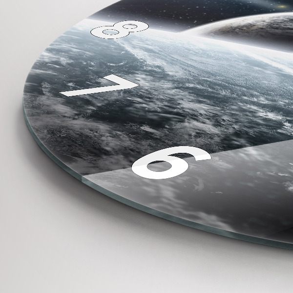 Wanduhr glas rund Kosmos Planeten