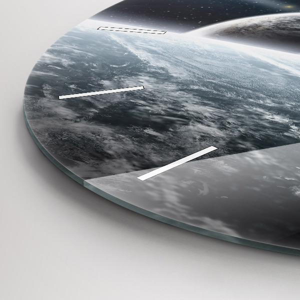 Wanduhr glas rund Kosmos Planeten